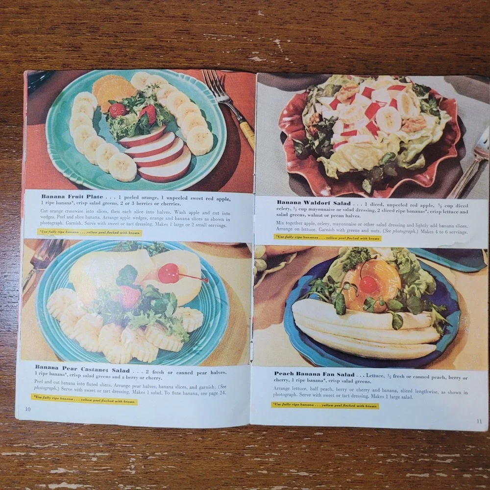 Chiquita‎ Bananas Recipe Book 1950 Dessert Dinner Midwestern Salads
